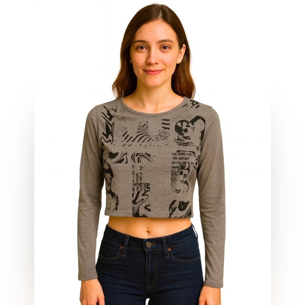 Joocy Babi Gray Cropped Top Sz Lg